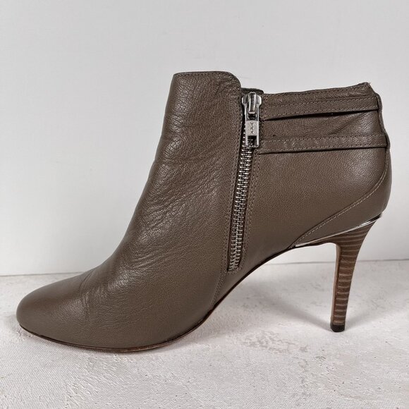 Authentic Coach Daphne Stiletto Leather Ankle Booties Taupe Size 8 - Picture 11 of 12